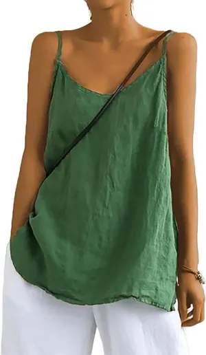 Womens Camisole Tank Tops Causal V-Neck Sleeveless Tops Summer Loose Fit Spaghetti Strap Cami Shirts