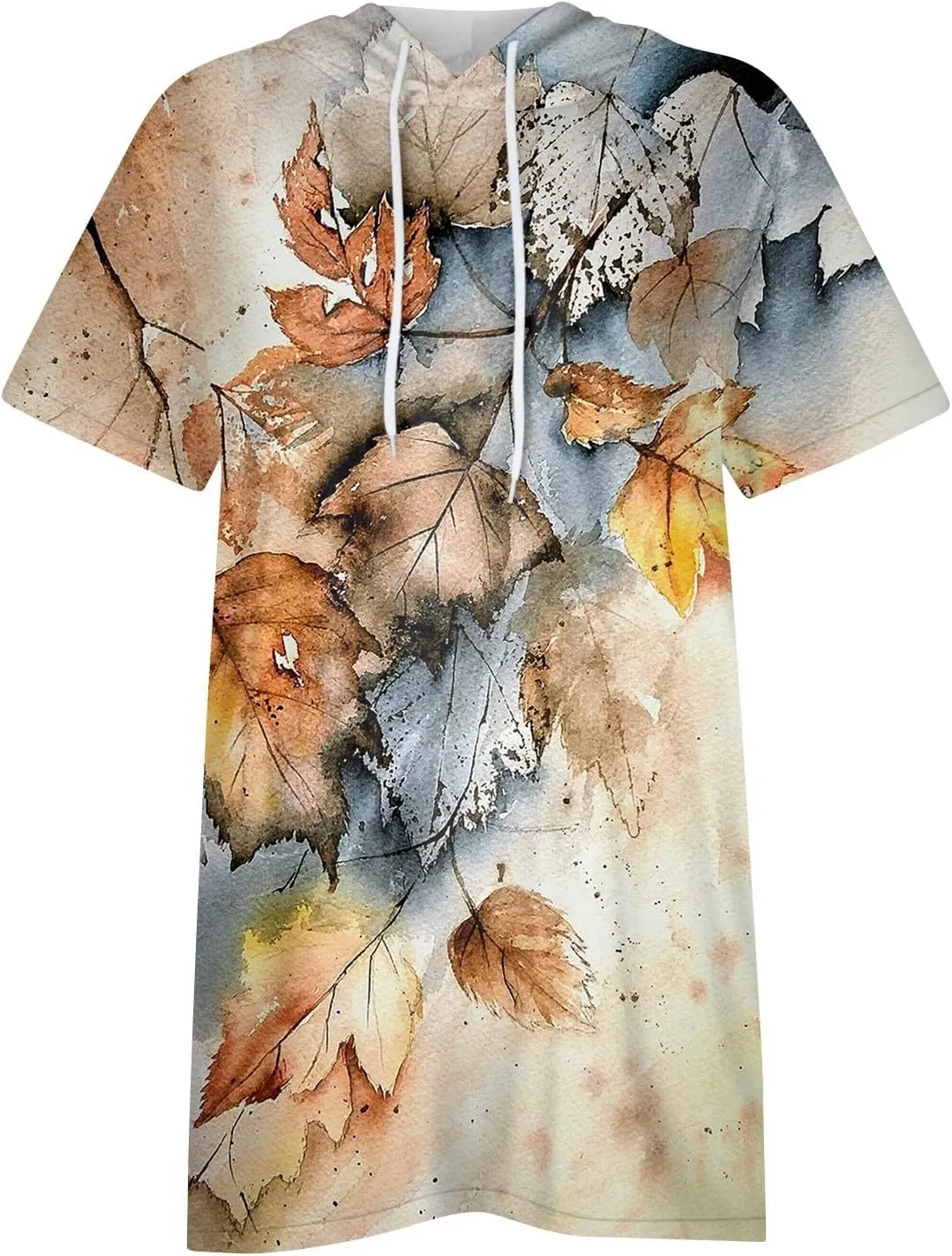 Women's Casual Summer Hoodies Short Sleeve Drawstring Hoodies Tops Front Pullover T-Shirts Tops