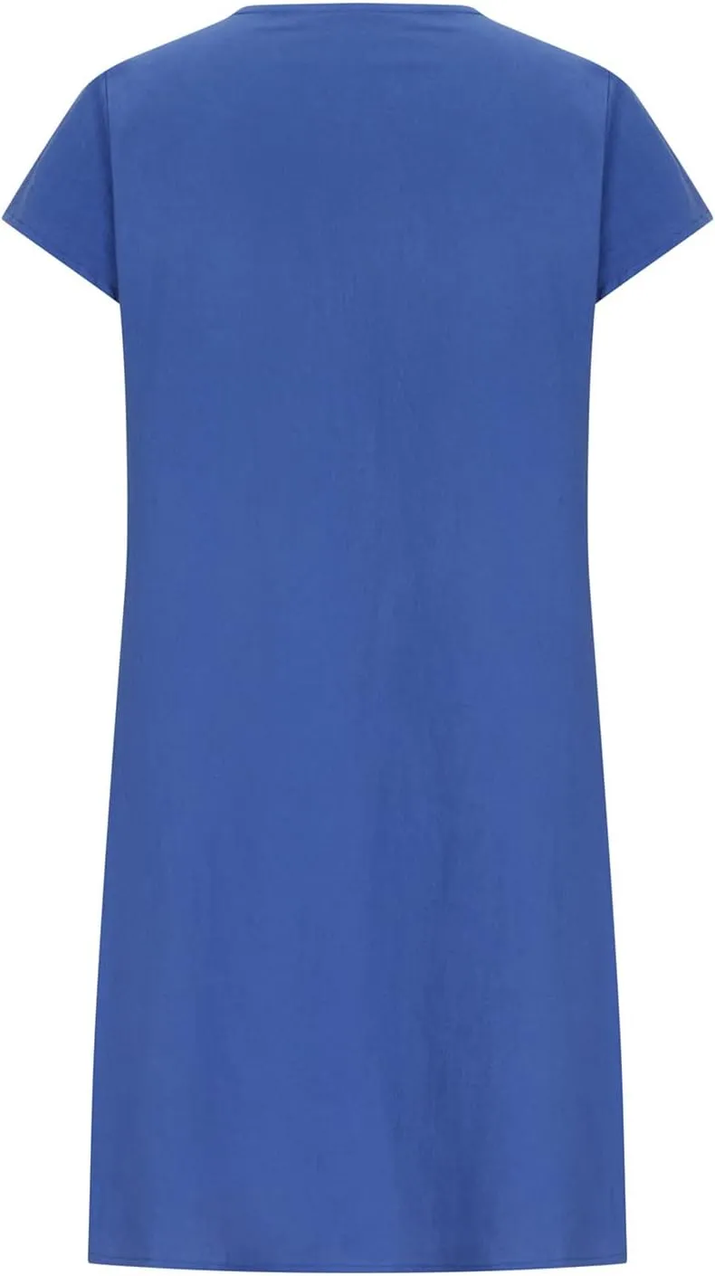 Women's Cotton Linen Midi Dress Plus Size Cap Sleeve Pleated Summer Dresses Vacation 2025 Crew Neck Casual Dress