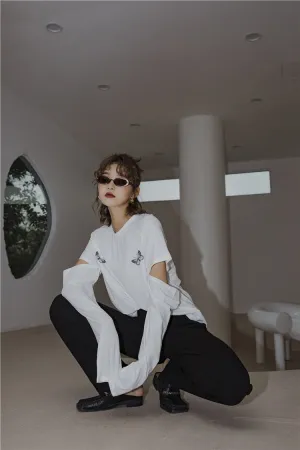 Women's Detachable Hollow-cut Sleeve Design T-shirts