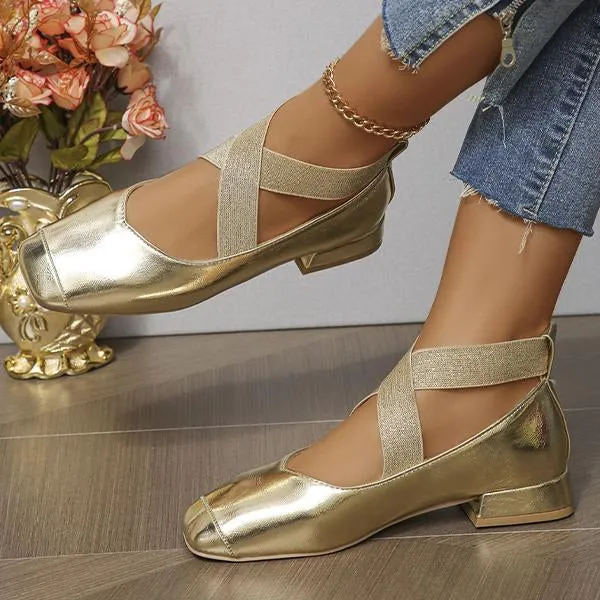 Women's Fashionable Silver Square Toe Mary Jane Shoes 81201950S