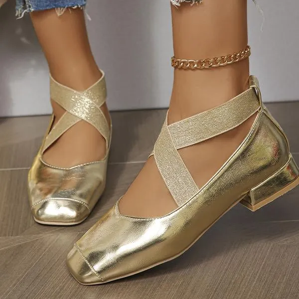 Women's Fashionable Silver Square Toe Mary Jane Shoes 81201950S
