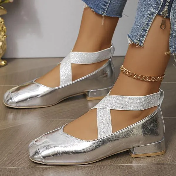 Women's Fashionable Silver Square Toe Mary Jane Shoes 81201950S