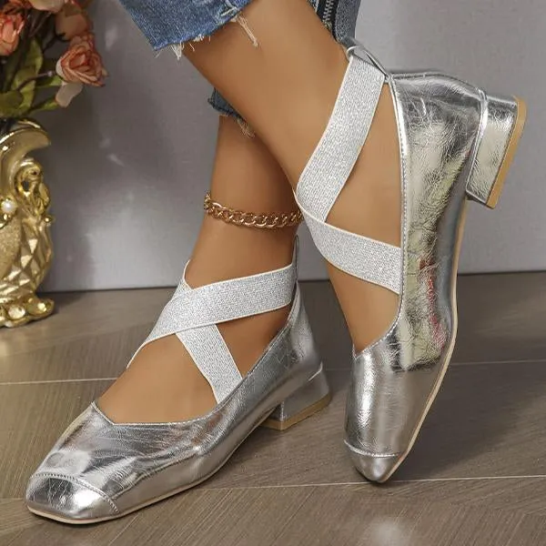 Women's Fashionable Silver Square Toe Mary Jane Shoes 81201950S