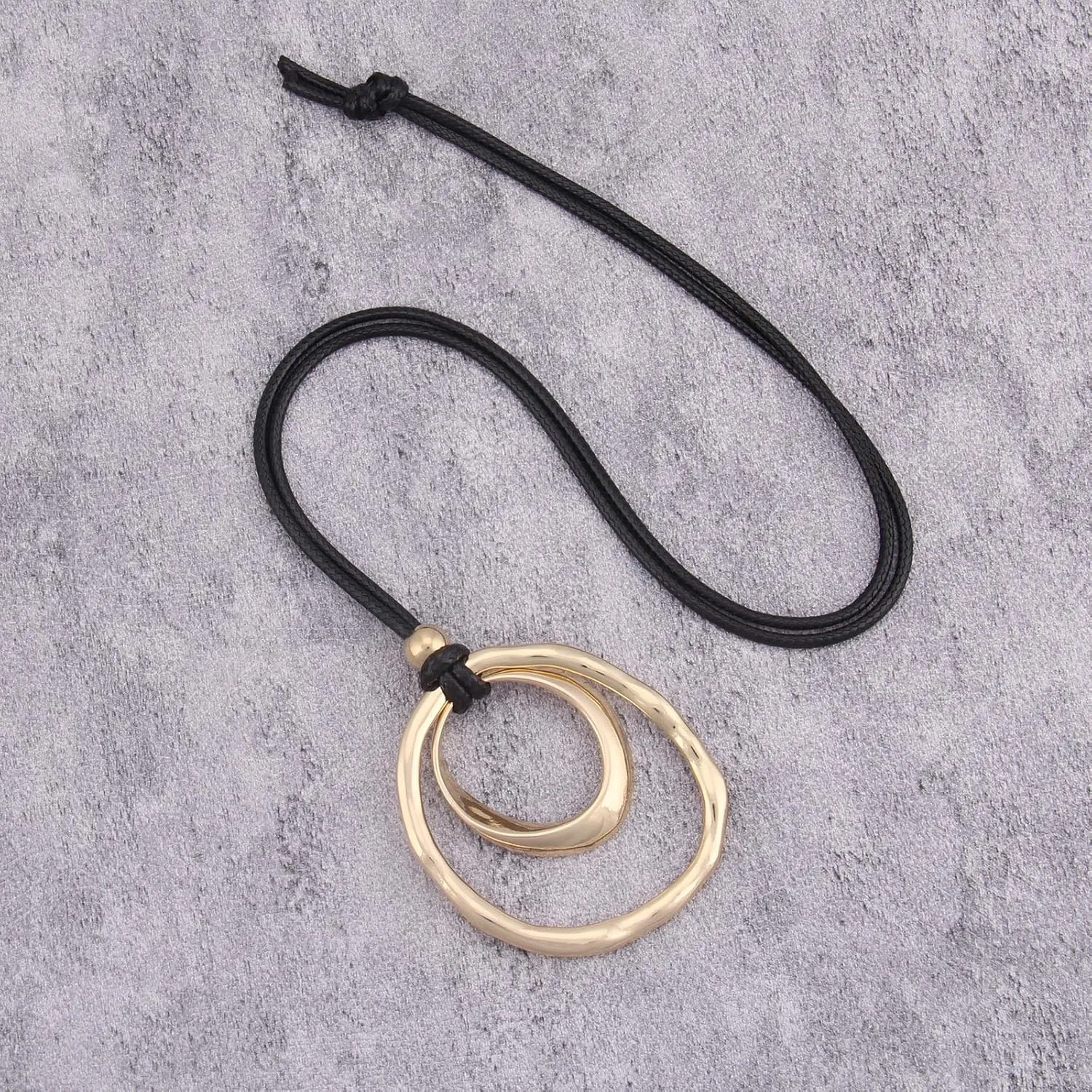 women's leather long necklace Bohemian necklace circle pendant necklace boho retro necklaces for women woven handmade jewelry