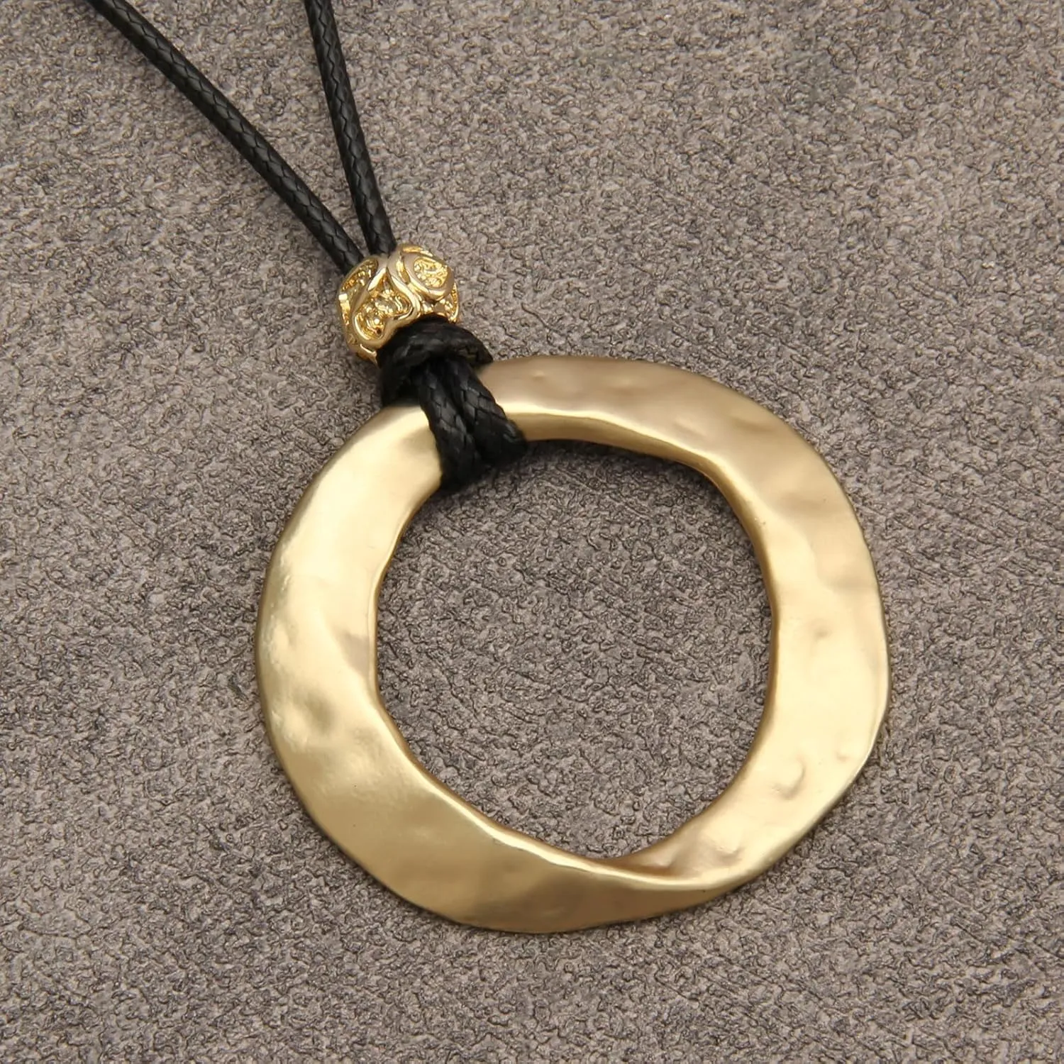 women's leather long necklace Bohemian necklace circle pendant necklace boho retro necklaces for women woven handmade jewelry