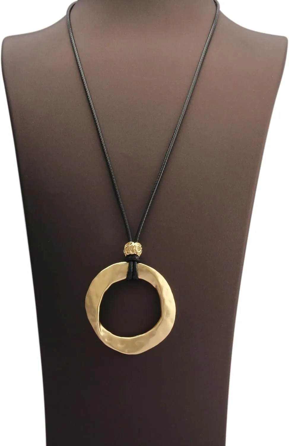 women's leather long necklace Bohemian necklace circle pendant necklace boho retro necklaces for women woven handmade jewelry