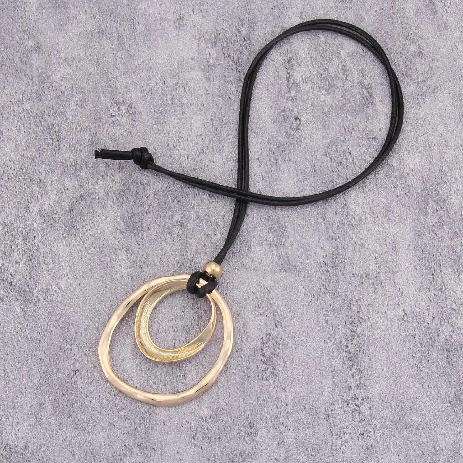 women's leather long necklace Bohemian necklace circle pendant necklace boho retro necklaces for women woven handmade jewelry