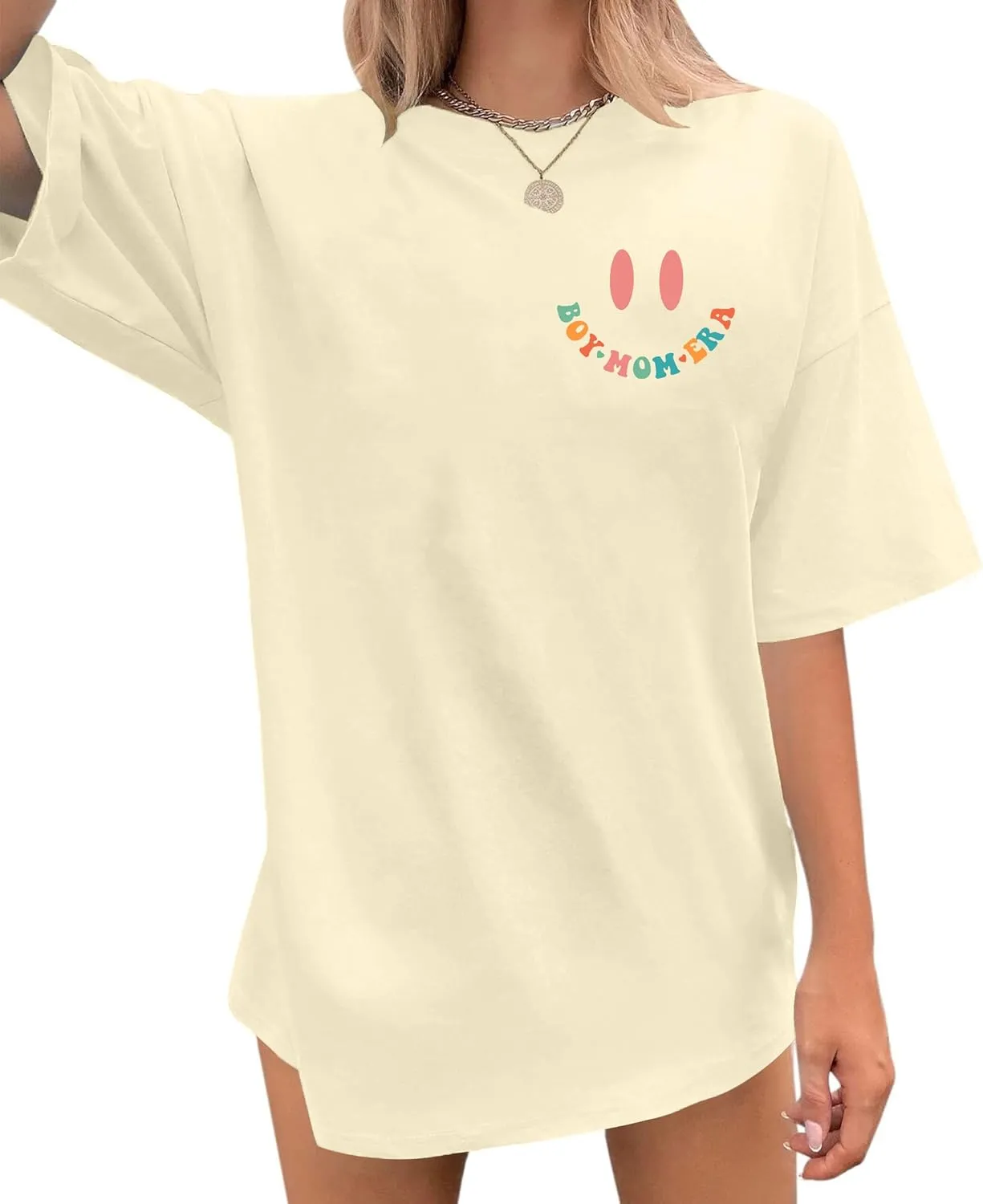 Women's Mama Shirt: Oversized Mama Shirts Trendy Mom T Shirt Loose Casual Summer Shirts Letter Print Short Sleeve Tops