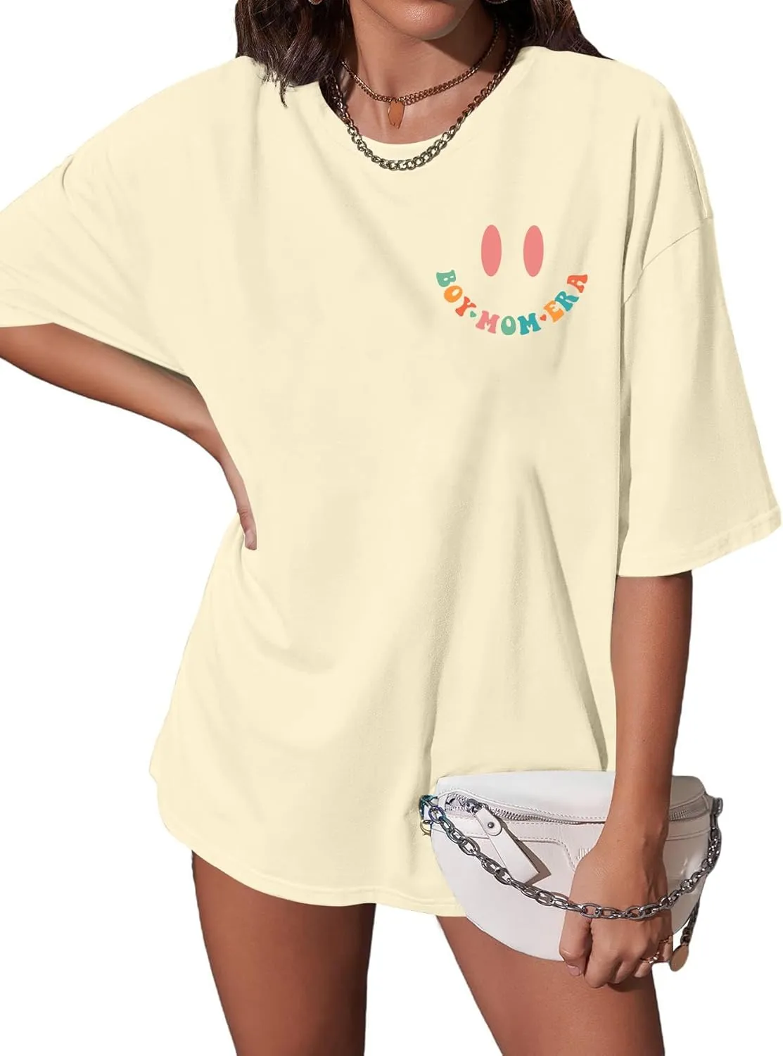Women's Mama Shirt: Oversized Mama Shirts Trendy Mom T Shirt Loose Casual Summer Shirts Letter Print Short Sleeve Tops