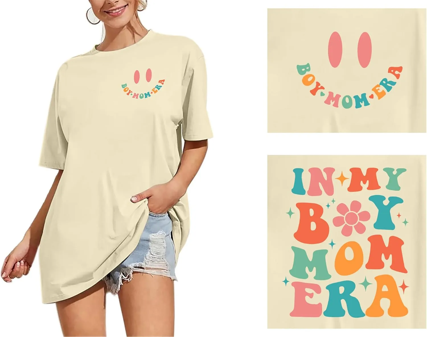 Women's Mama Shirt: Oversized Mama Shirts Trendy Mom T Shirt Loose Casual Summer Shirts Letter Print Short Sleeve Tops