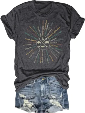 Women's Nature Camping Mountain Hiking Lovers Shirt Adventure Wild Outdoor Graphic Tees Tops