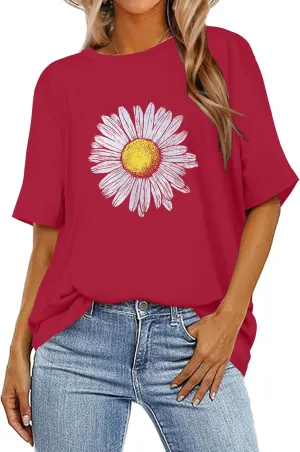 Womens Oversized T Shirts Loose Fit Graphic Tees Summer Casual Short Sleeve Tops