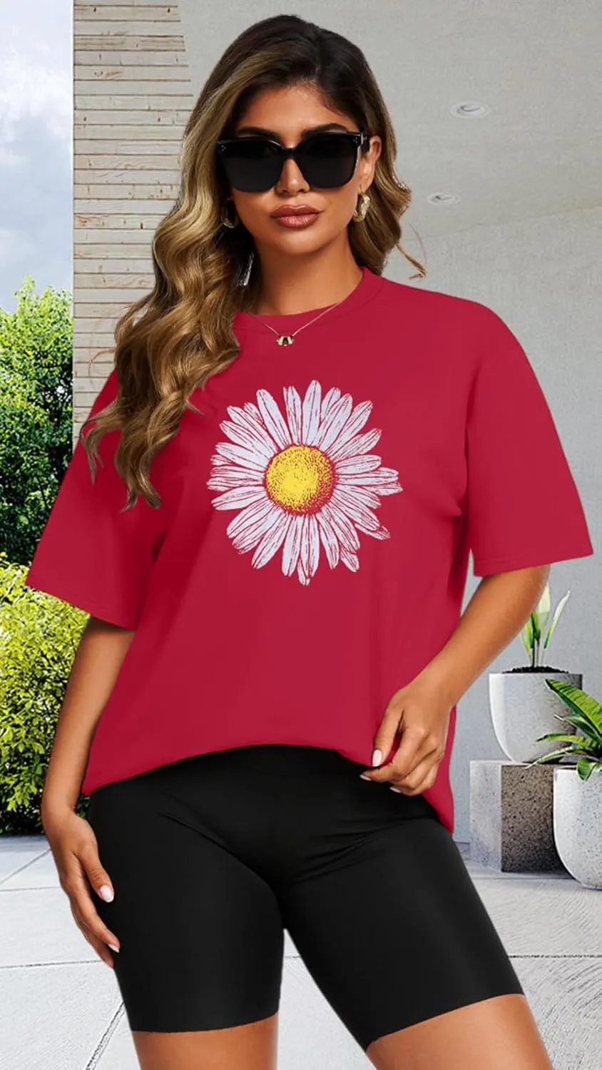 Womens Oversized T Shirts Loose Fit Graphic Tees Summer Casual Short Sleeve Tops