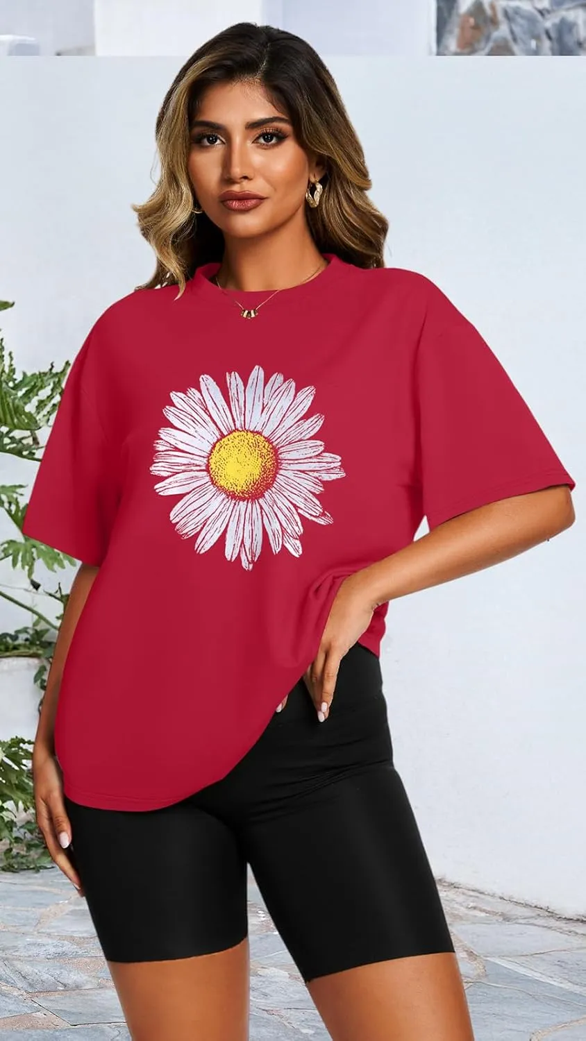 Womens Oversized T Shirts Loose Fit Graphic Tees Summer Casual Short Sleeve Tops
