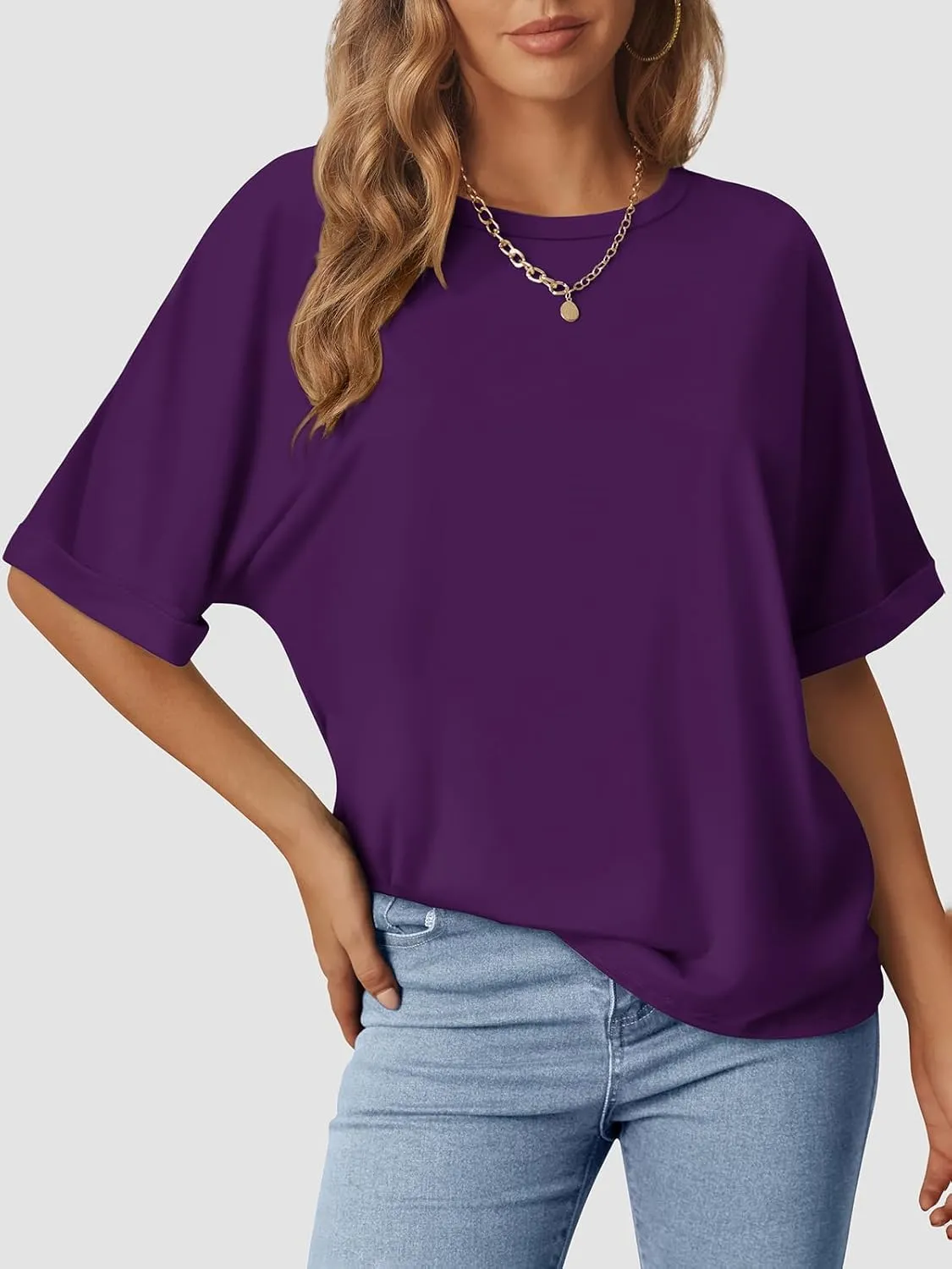 Women's Oversized T Shirts Short Sleeve Crewneck Summer Tops Casual Loose Basic Tee Shirts 2025 Trendy Clothes