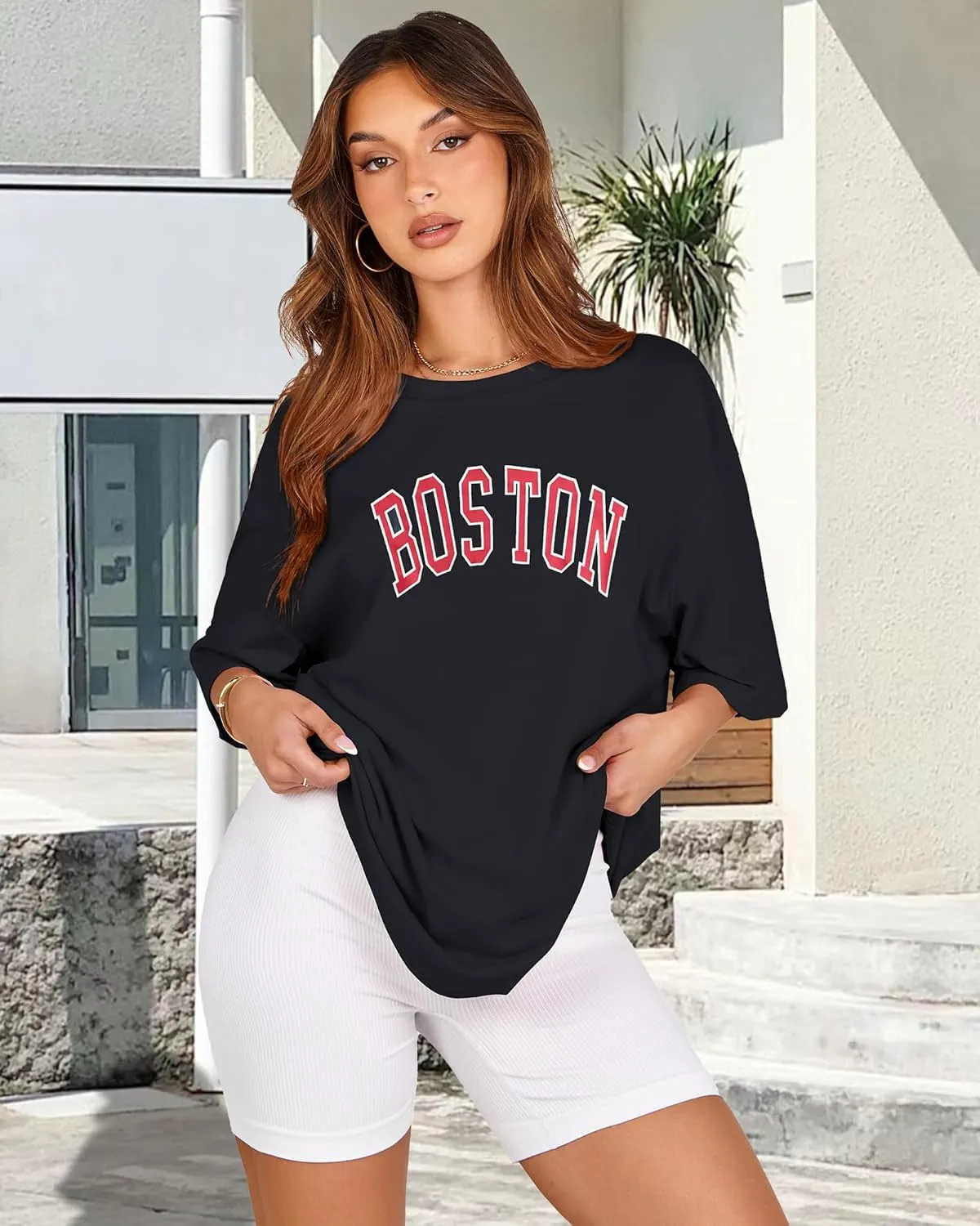 Womens Oversized Tshirt Graphic Tees Crew Neck Summer Short Sleeve Loose Fit Tops