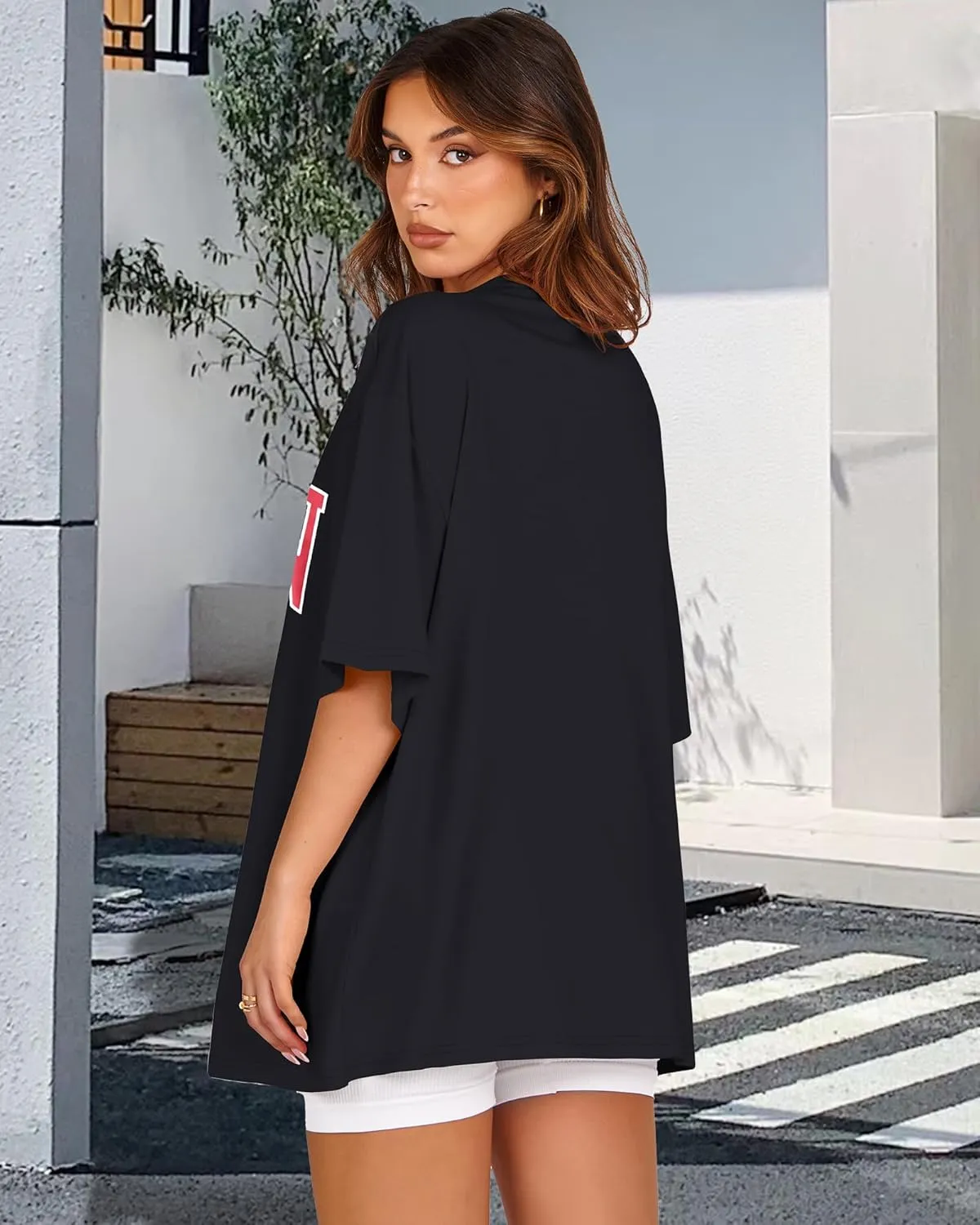 Womens Oversized Tshirt Graphic Tees Crew Neck Summer Short Sleeve Loose Fit Tops
