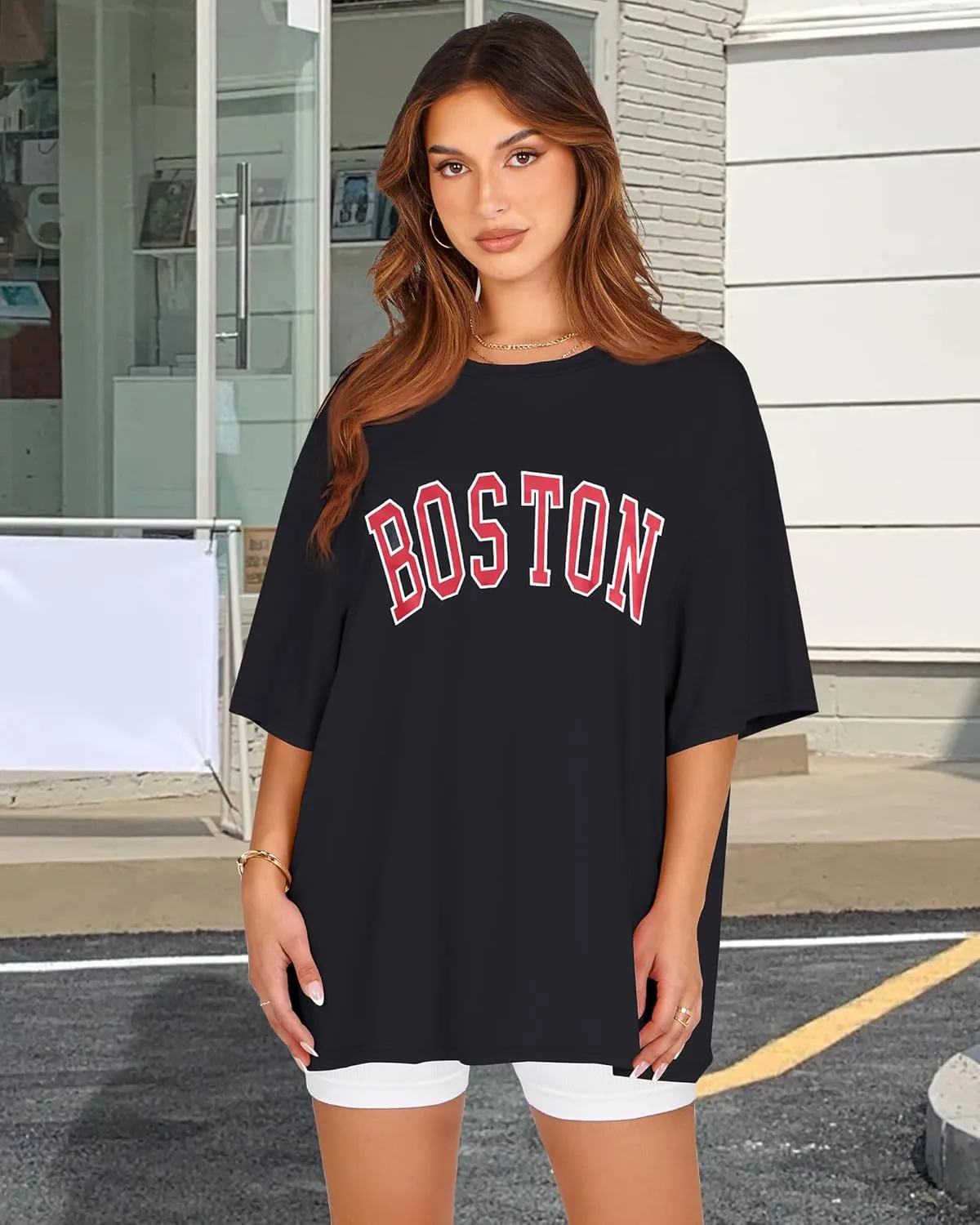 Womens Oversized Tshirt Graphic Tees Crew Neck Summer Short Sleeve Loose Fit Tops