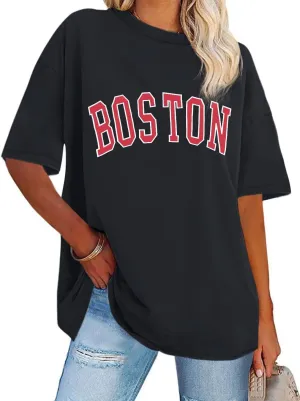 Womens Oversized Tshirt Graphic Tees Crew Neck Summer Short Sleeve Loose Fit Tops