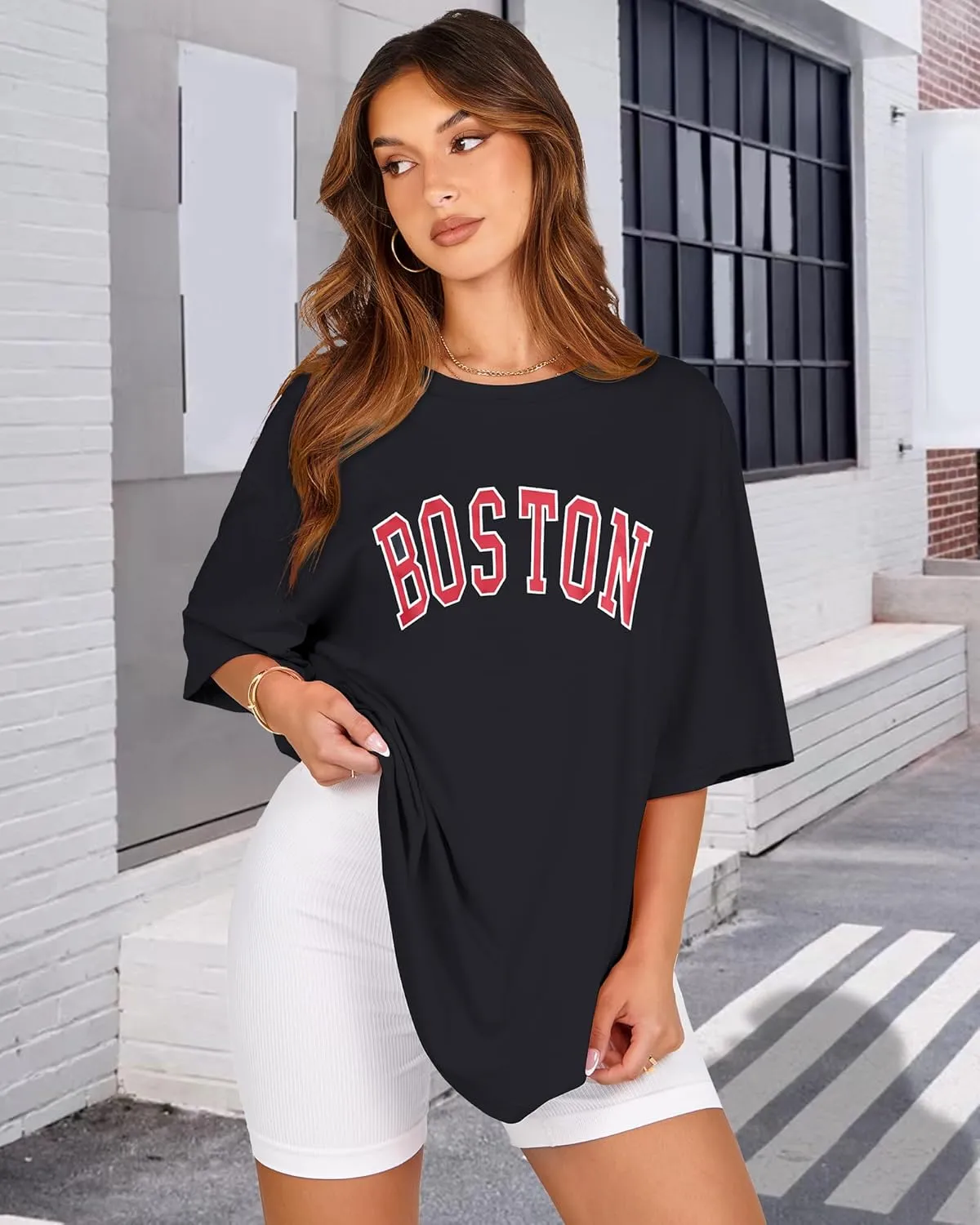 Womens Oversized Tshirt Graphic Tees Crew Neck Summer Short Sleeve Loose Fit Tops