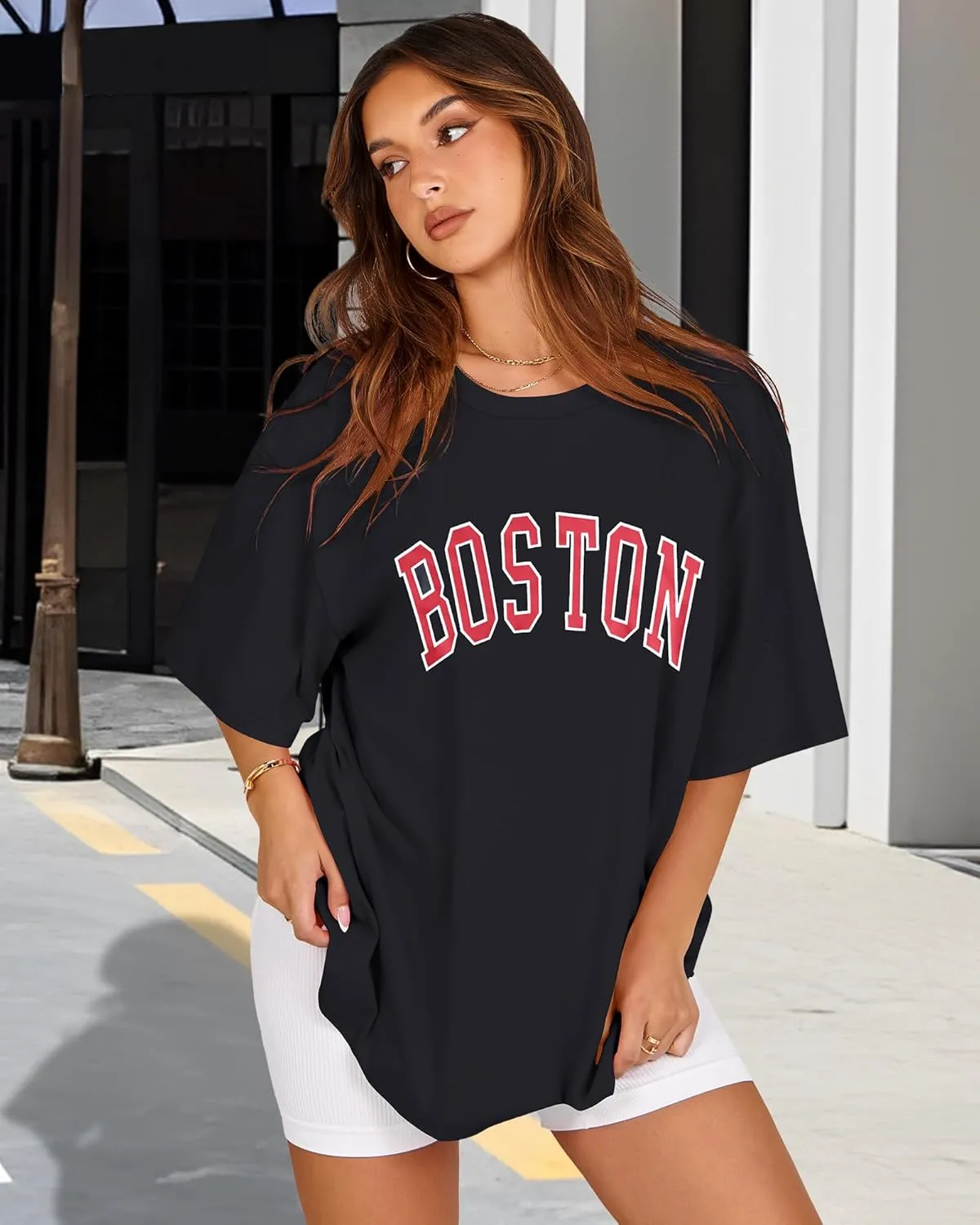 Womens Oversized Tshirt Graphic Tees Crew Neck Summer Short Sleeve Loose Fit Tops