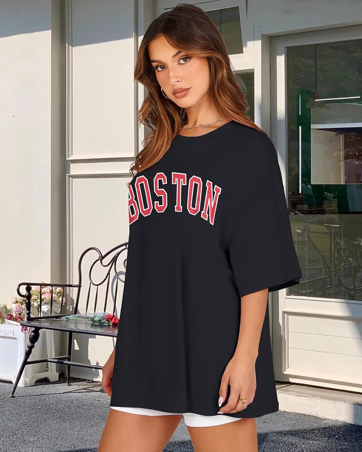 Womens Oversized Tshirt Graphic Tees Crew Neck Summer Short Sleeve Loose Fit Tops