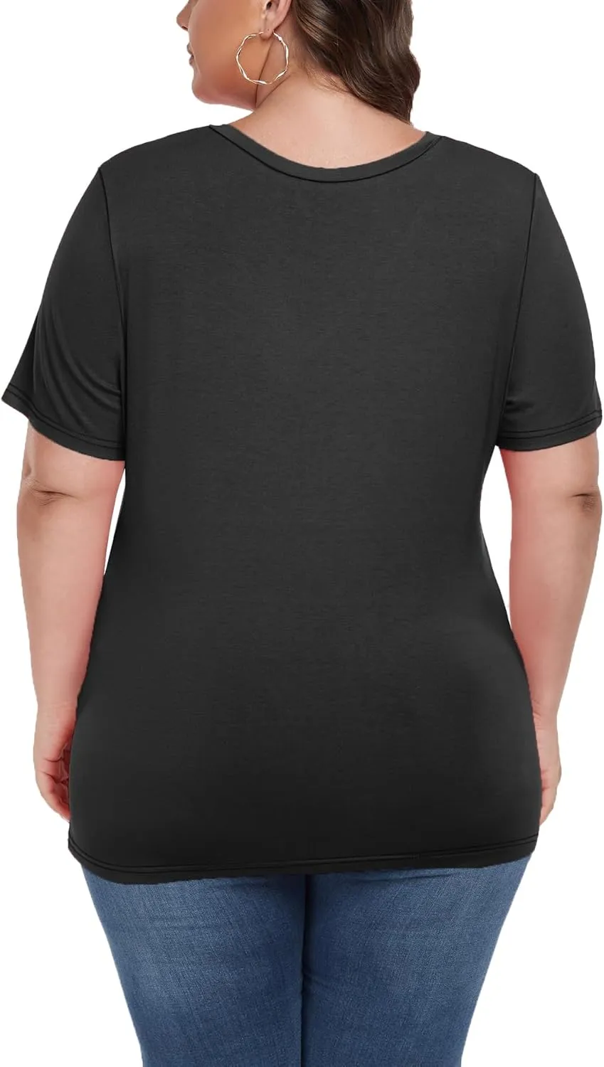 Women's Plus Size Scoop Neck Short Sleeve T Shirts Blouses Tops Basic Ladies Loose Fit T Shirt