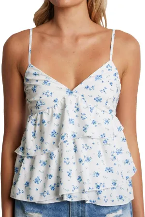 Women's Summer Camisoles Tank Tops V Neck Spaghetti Straps Floral Pattern Ruffled Going Out Tops