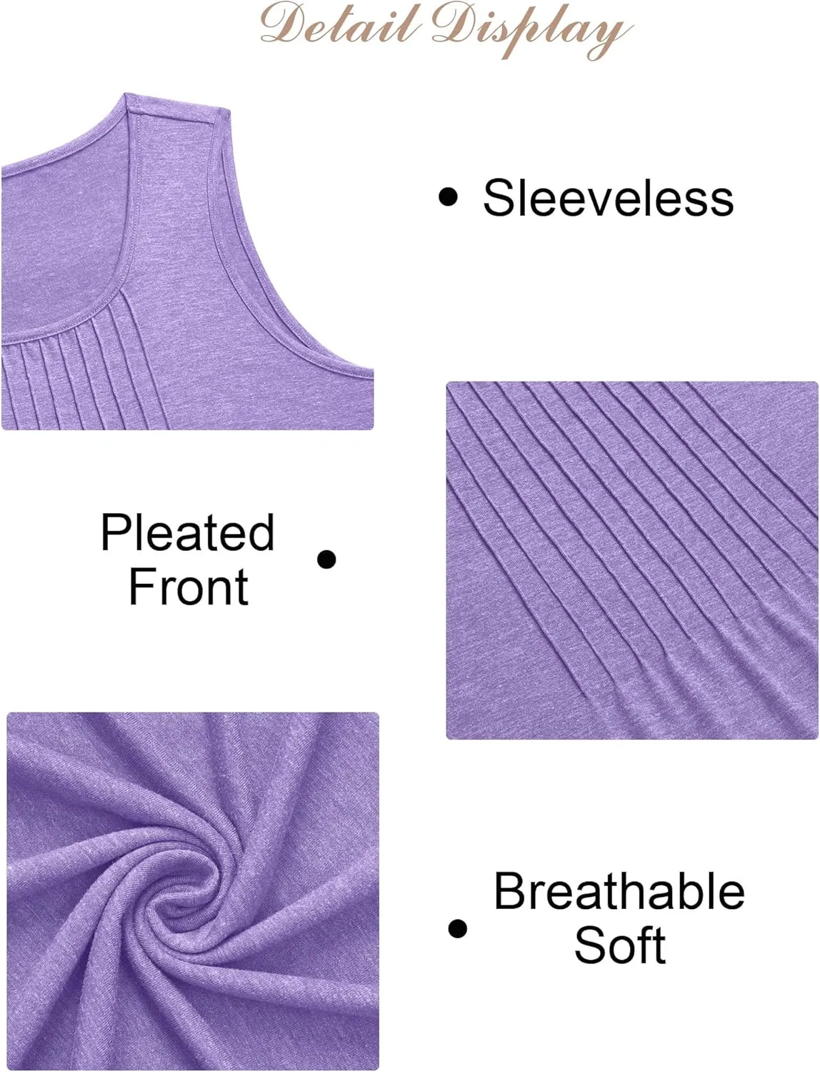 Women's Summer Tank Tops Square Neck Dressy Casual Sleeveless Blouses Plus Scooped Neck Pleated Work Shirts
