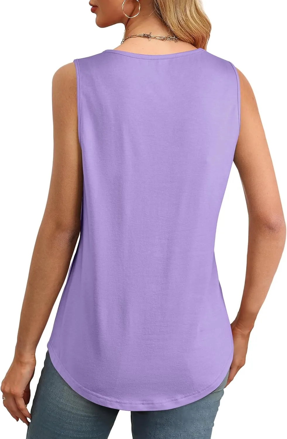 Women's Summer Tank Tops Square Neck Dressy Casual Sleeveless Blouses Plus Scooped Neck Pleated Work Shirts