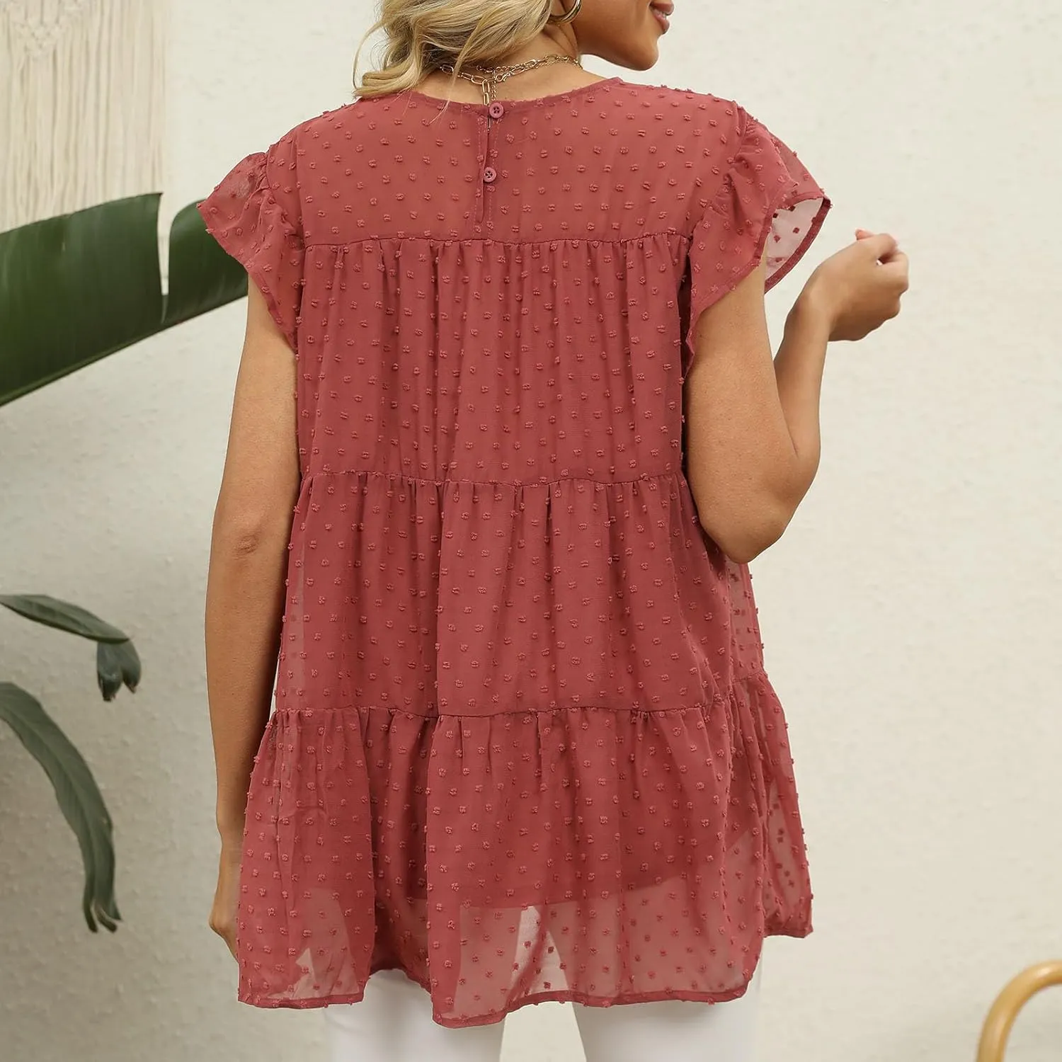 Womens Summer Tops Dressy Casual Short Sleeve Crewneck Ruffle T Shirts Fashion Sexy Skirts Cute Going Out Blouses