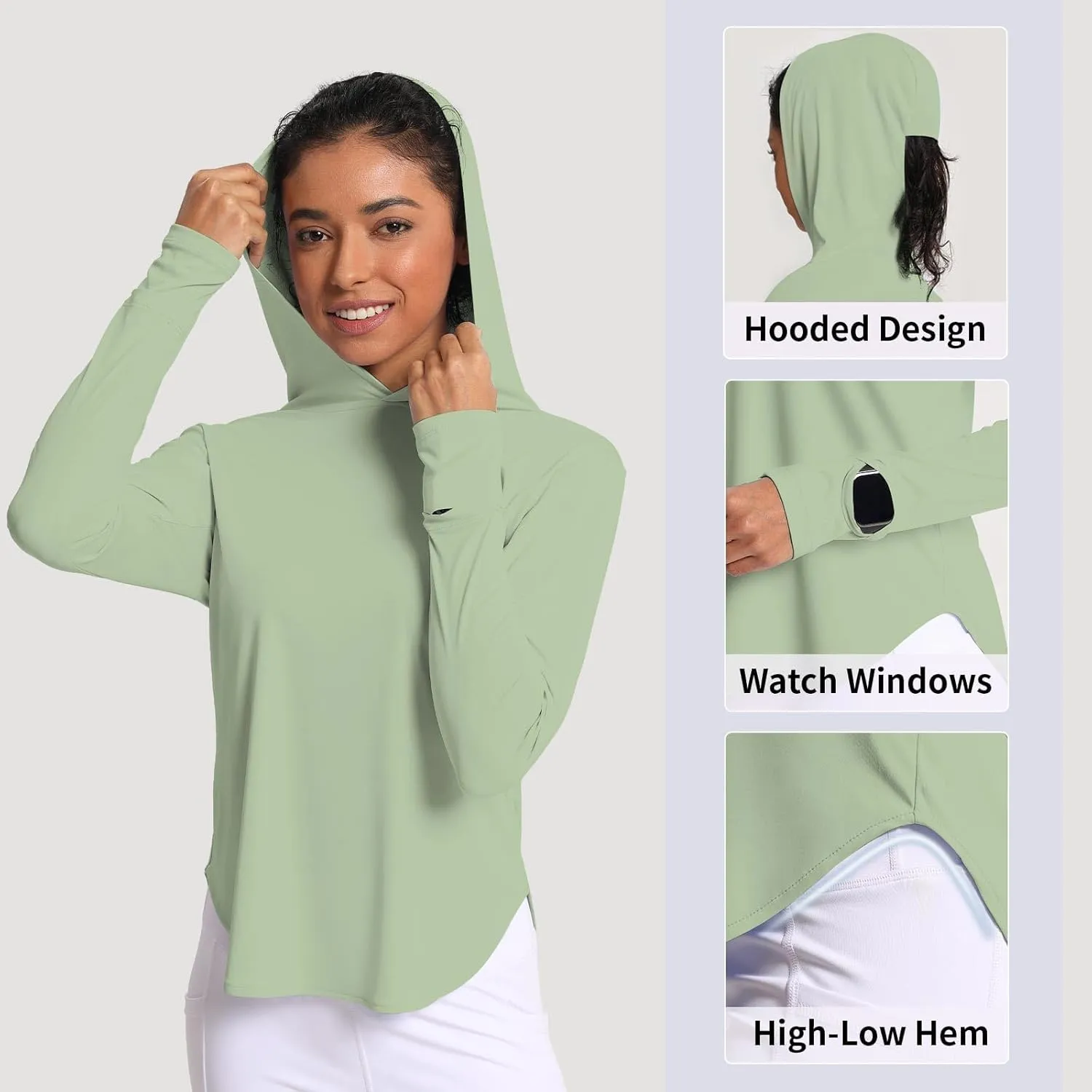 Women's Sun Shirt Hoodie Rash Guard Long Sleeve SPF UV Protection T-Shirts UPF 50  Hiking Quick Dry Lightweight