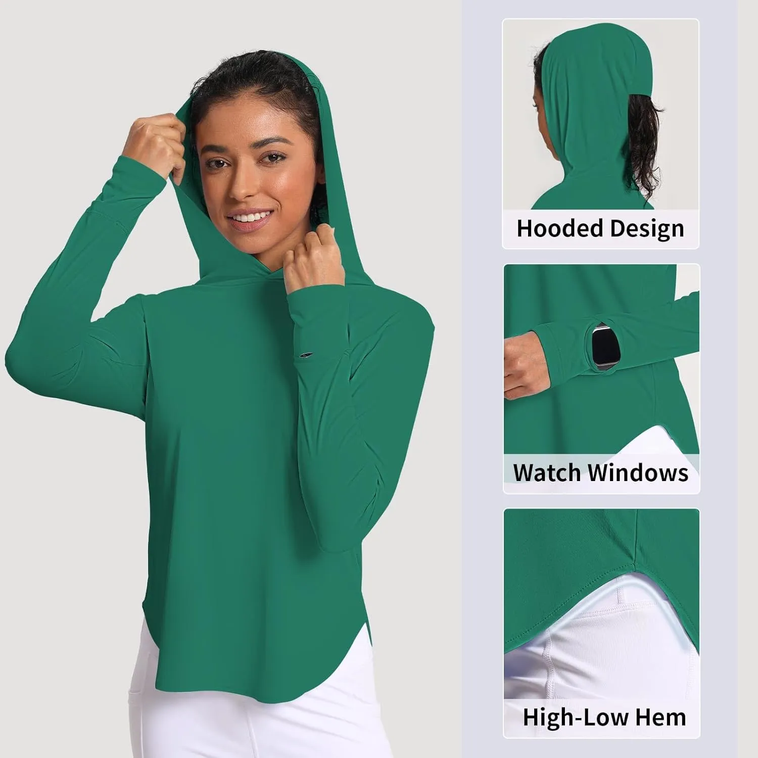 Women's Sun Shirt Hoodie Rash Guard Long Sleeve SPF UV Protection T-Shirts UPF 50  Hiking Quick Dry Lightweight