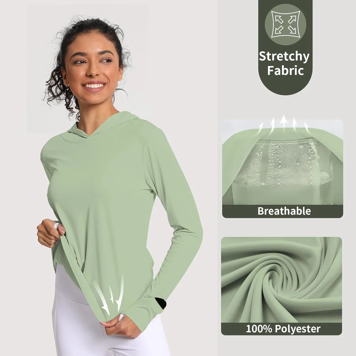 Women's Sun Shirt Hoodie Rash Guard Long Sleeve SPF UV Protection T-Shirts UPF 50  Hiking Quick Dry Lightweight