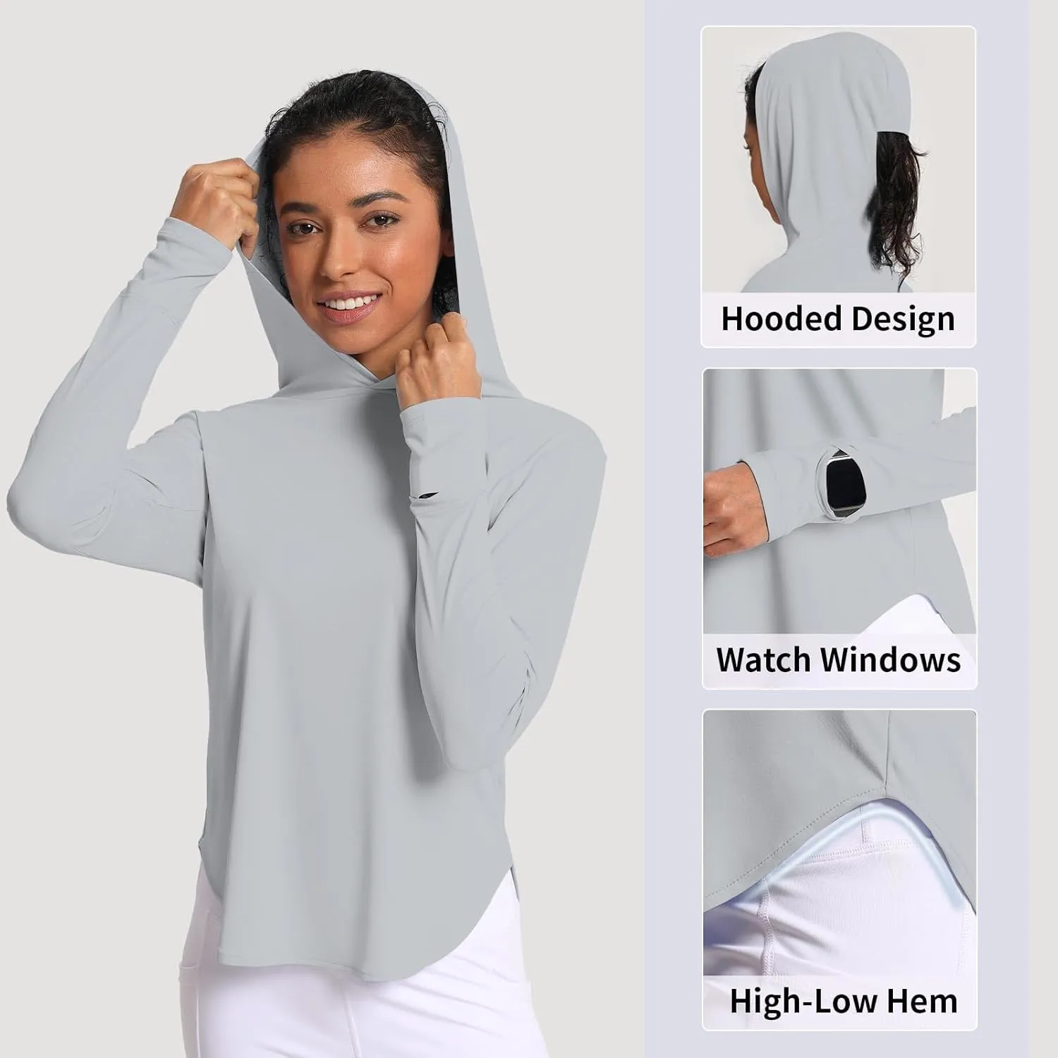 Women's Sun Shirt Hoodie Rash Guard Long Sleeve SPF UV Protection T-Shirts UPF 50  Hiking Quick Dry Lightweight