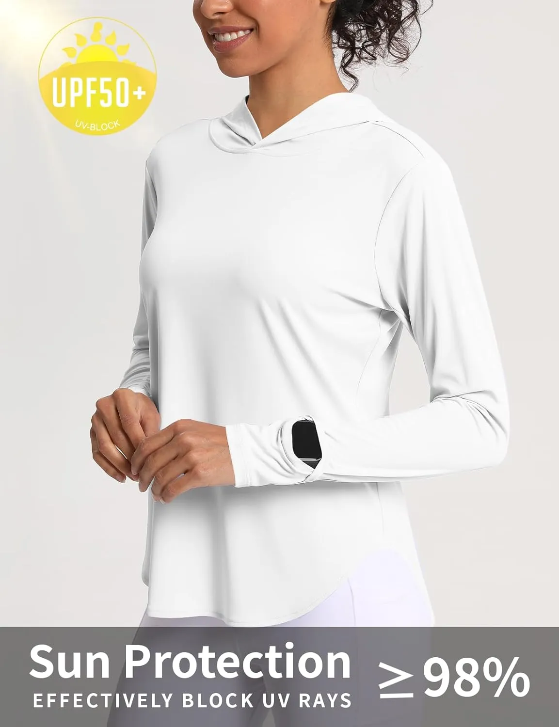 Women's Sun Shirt Hoodie Rash Guard Long Sleeve SPF UV Protection T-Shirts UPF 50  Hiking Quick Dry Lightweight