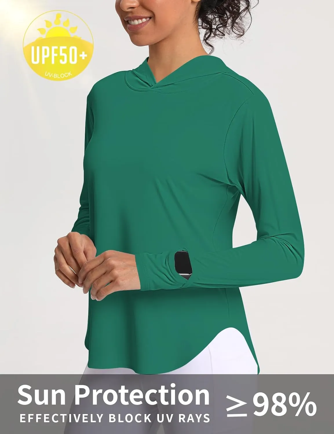 Women's Sun Shirt Hoodie Rash Guard Long Sleeve SPF UV Protection T-Shirts UPF 50  Hiking Quick Dry Lightweight