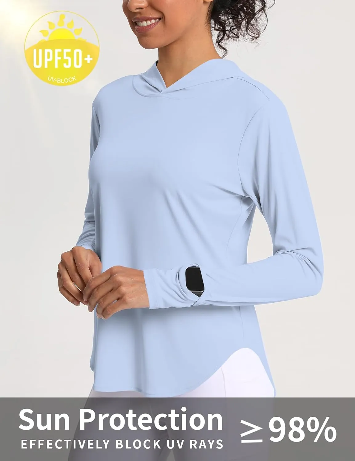 Women's Sun Shirt Hoodie Rash Guard Long Sleeve SPF UV Protection T-Shirts UPF 50  Hiking Quick Dry Lightweight