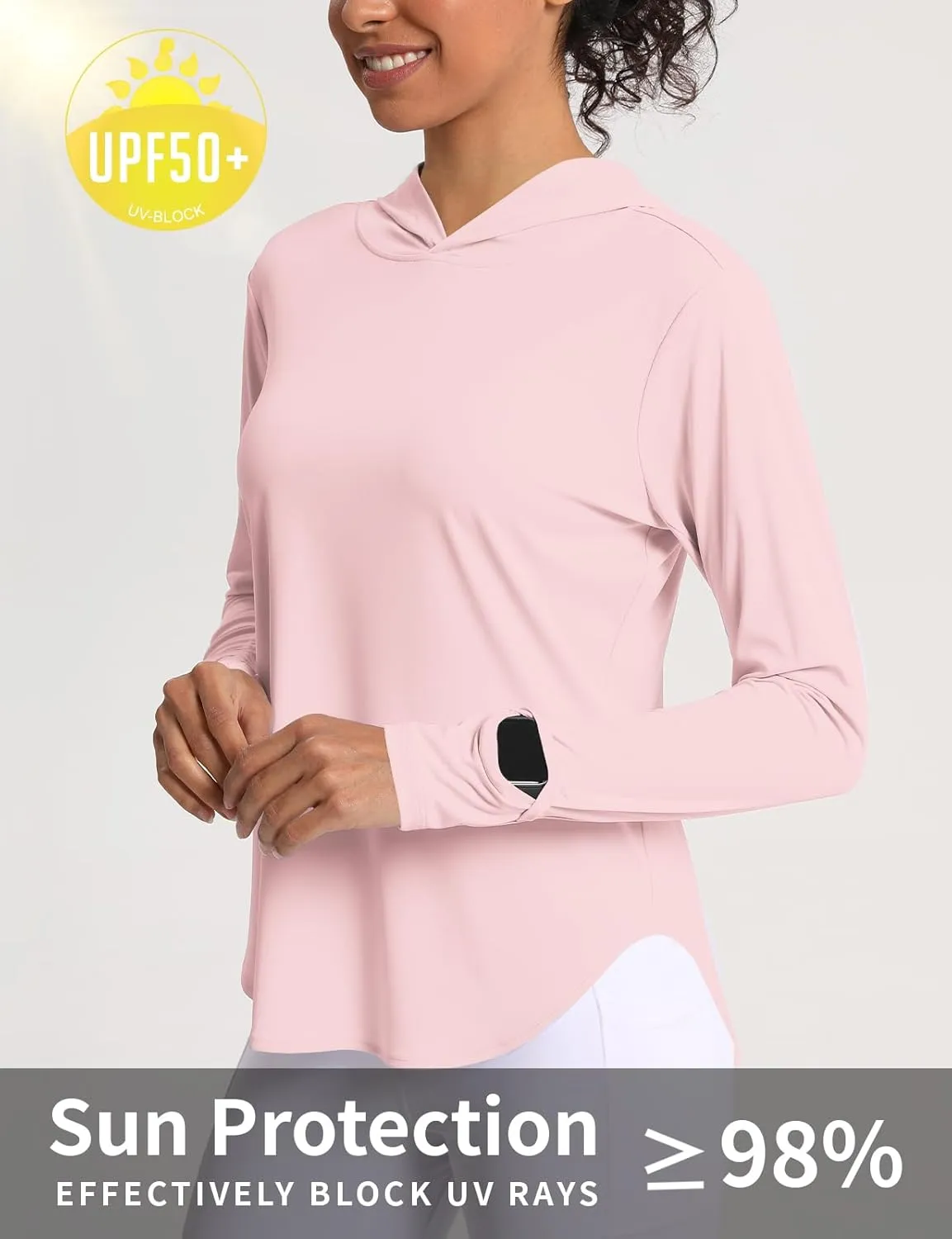 Women's Sun Shirt Hoodie Rash Guard Long Sleeve SPF UV Protection T-Shirts UPF 50  Hiking Quick Dry Lightweight