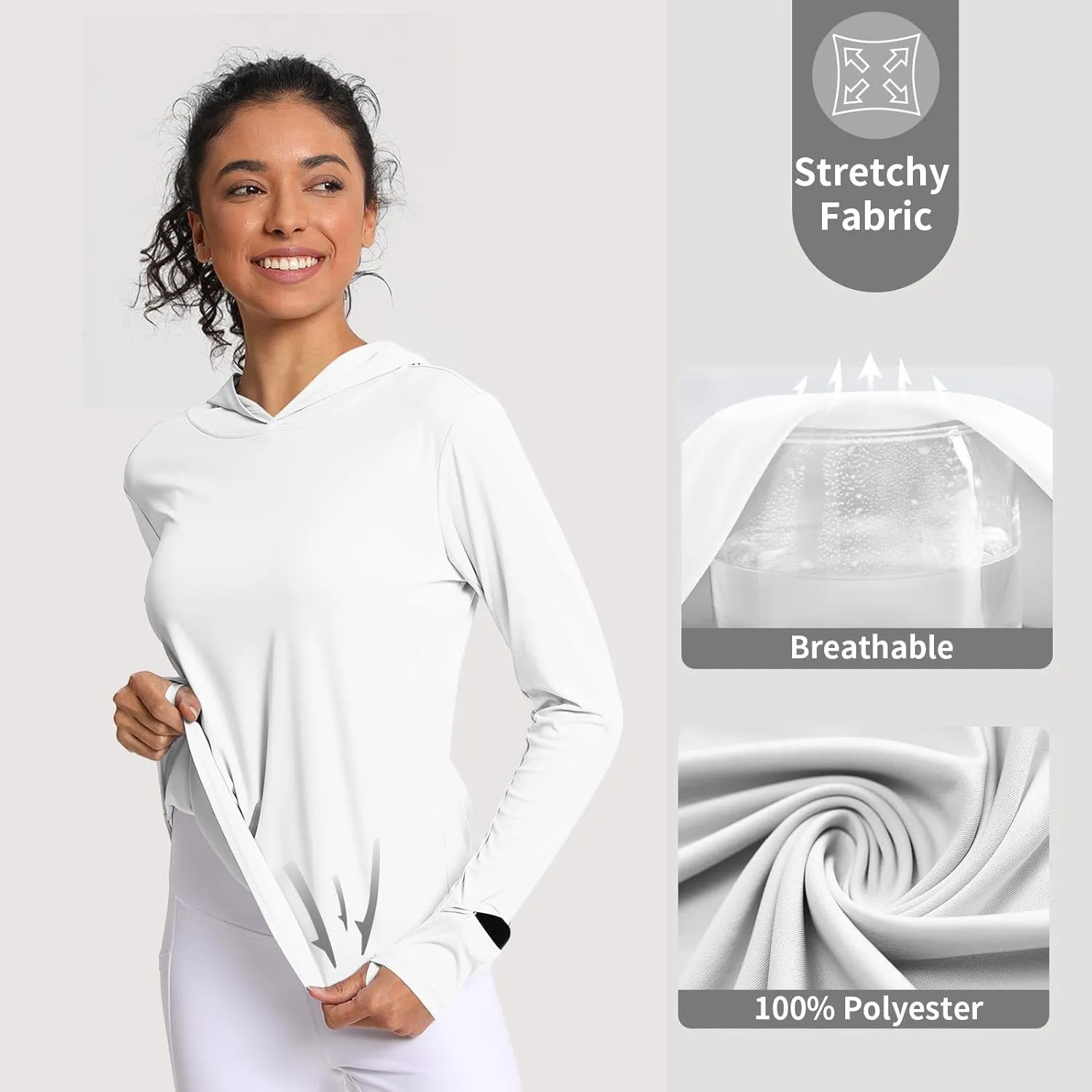 Women's Sun Shirt Hoodie Rash Guard Long Sleeve SPF UV Protection T-Shirts UPF 50  Hiking Quick Dry Lightweight