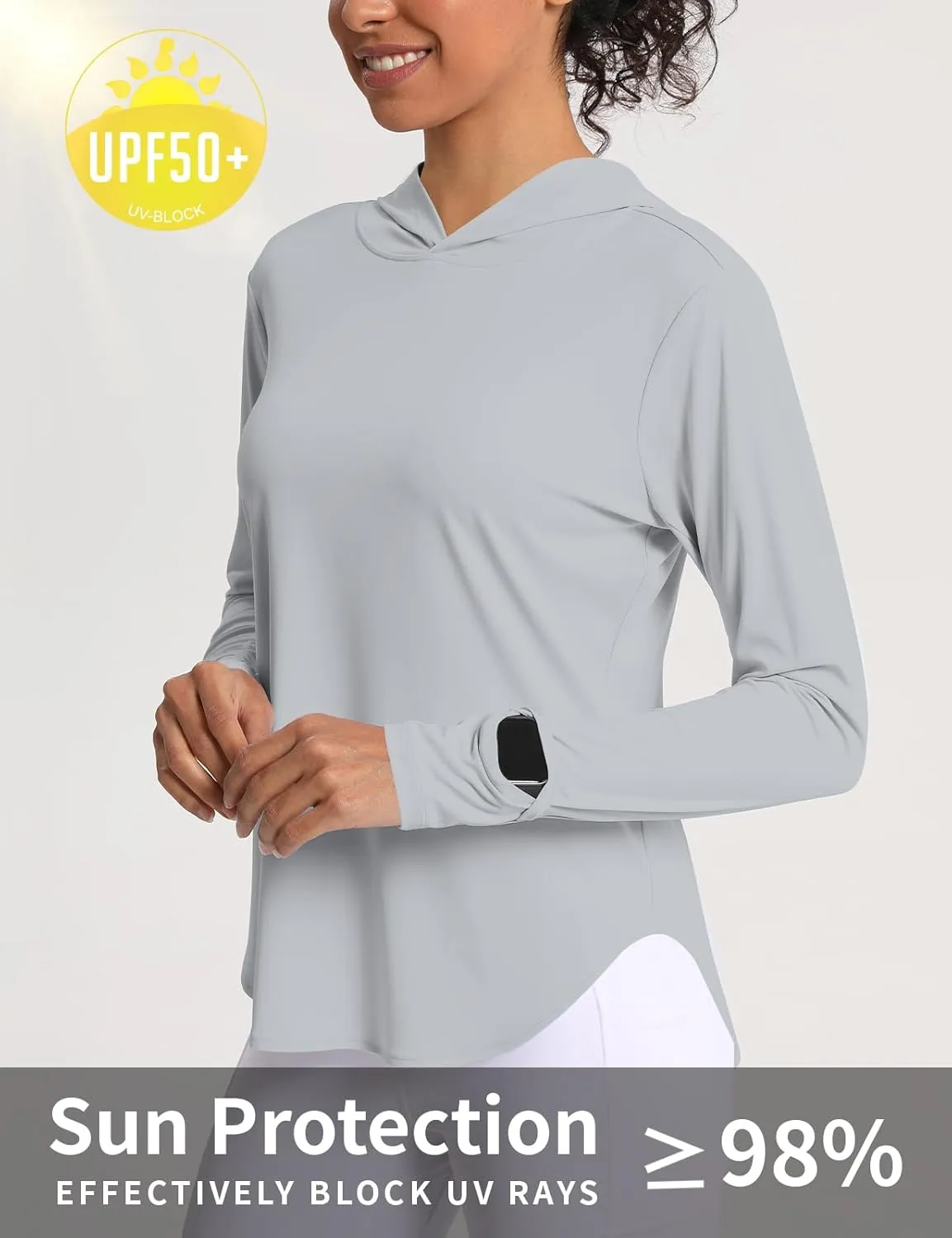Women's Sun Shirt Hoodie Rash Guard Long Sleeve SPF UV Protection T-Shirts UPF 50  Hiking Quick Dry Lightweight