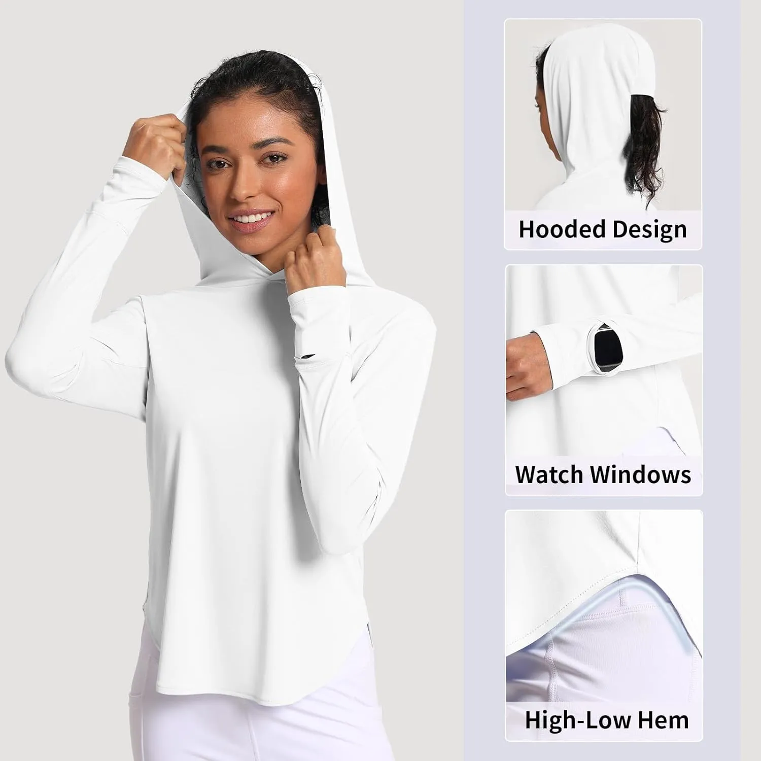 Women's Sun Shirt Hoodie Rash Guard Long Sleeve SPF UV Protection T-Shirts UPF 50  Hiking Quick Dry Lightweight