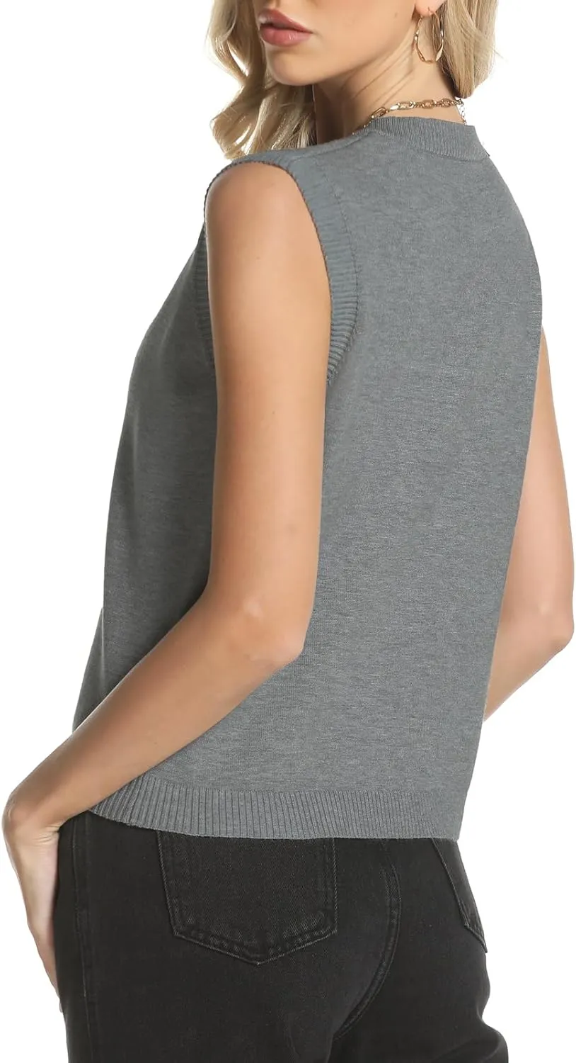 Womens Sweater Vest Summer Crewneck Button Down Tank Tops 2025 Trendy Sleeveless Knit Cardigan Crop Tops