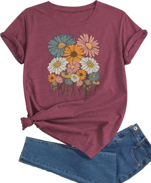 Women's T-Shirt Short Sleeve Crewneck Graphic Tees Printed Casual Summer Tops