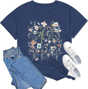 Women's T Shirts Short Sleeve Shirt Cute Graphic Tees Loose Casual Summer Tops