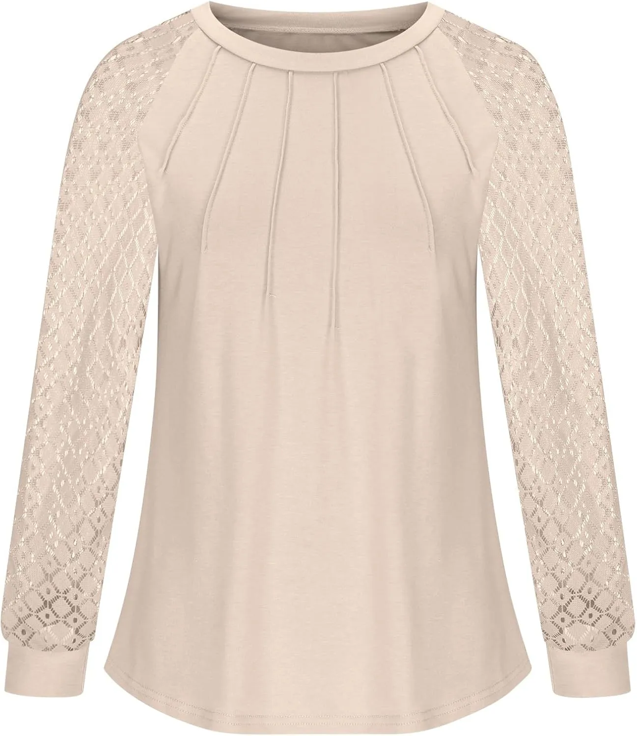 Womens Tops Dressy Business Casual Blouses Cute Soft Lace Shirts Long Sleeve Crew Neck Work Shirts Fall Clothes