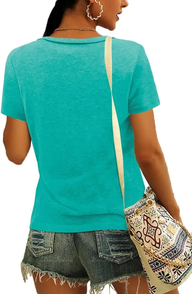 Womens Tops Short Sleeve T Shirts for Women Spring Summer Fashion Clothes Casual V Neck Blouses