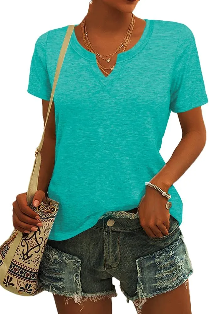Womens Tops Short Sleeve T Shirts for Women Spring Summer Fashion Clothes Casual V Neck Blouses