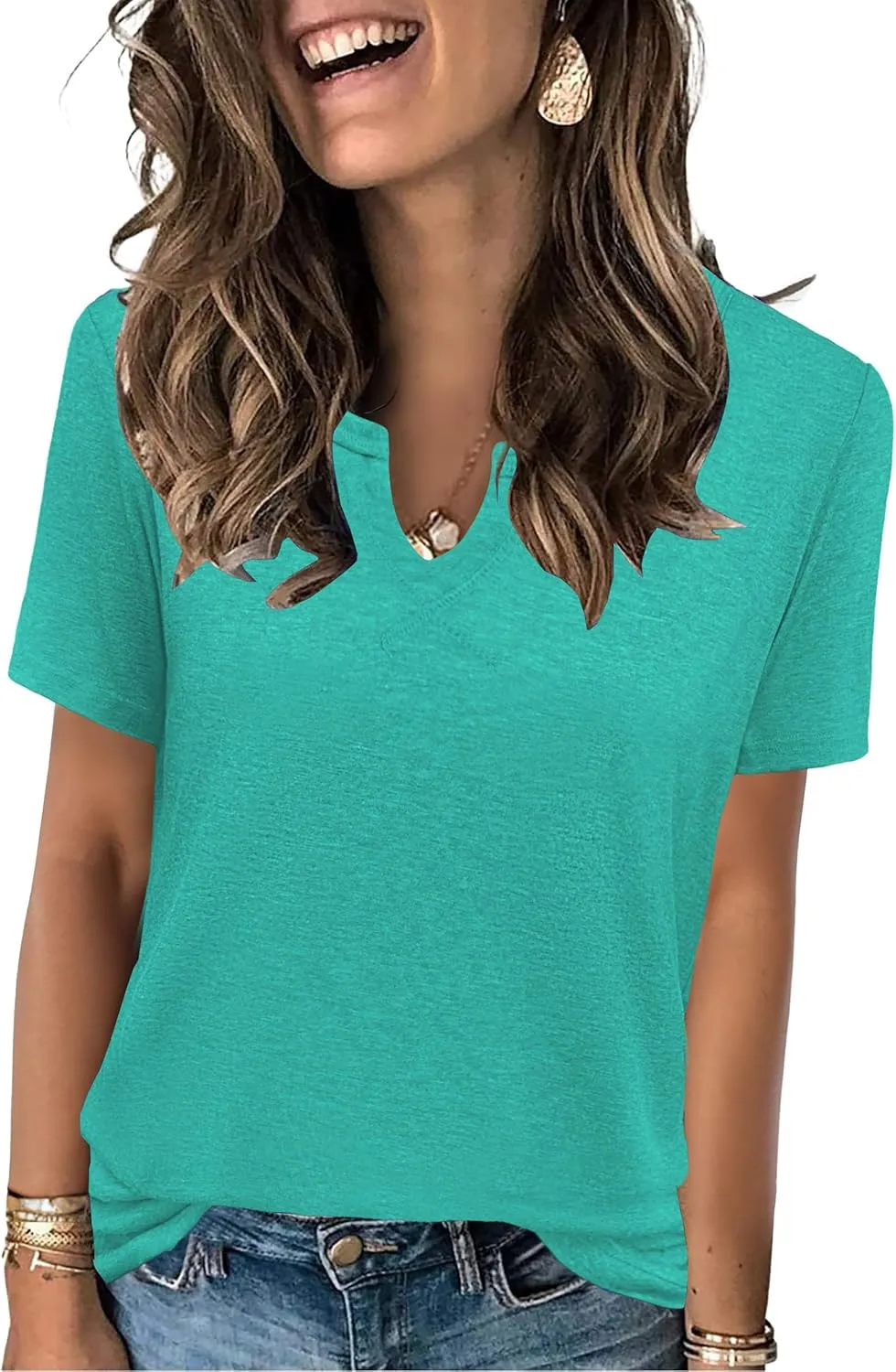 Womens Tops Short Sleeve T Shirts for Women Spring Summer Fashion Clothes Casual V Neck Blouses